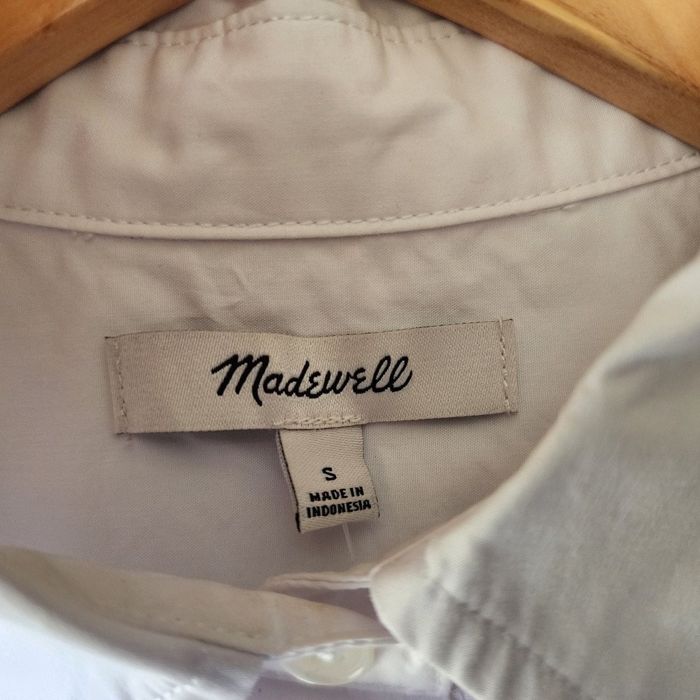 Madewell Shirt Womens Small Straight Hem Boxy Button White Cotton Poplin Top NWT - Picture 3 of 7